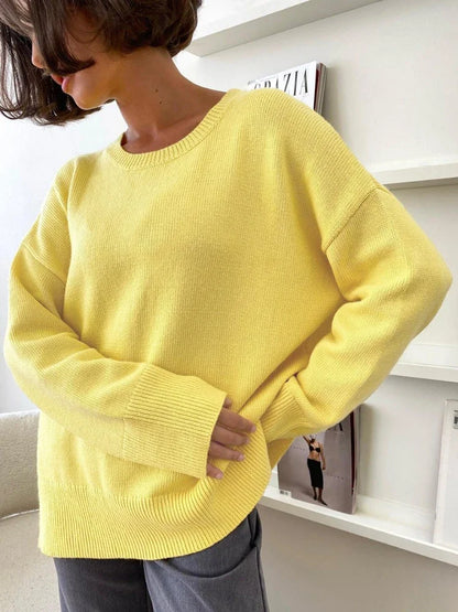 Pull à Col Rond pour Femme, Vêtement Fendu, Décontracté, à la Mode, Collection Automne Hiver 2024