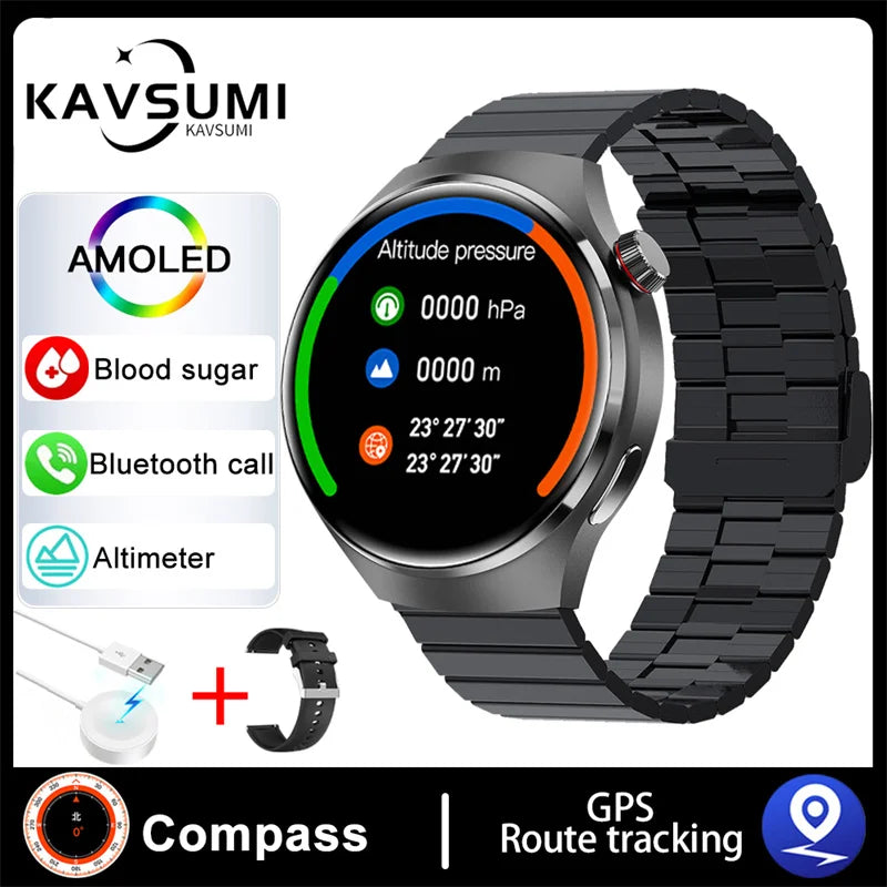 Montre intelligente de sport NDavid pour homme, traqueur GPS, écran HD AMOLED 2024 ", fréquence cardiaque, glycémie, appel Bluetooth, 1.53x360, nouveau, 360