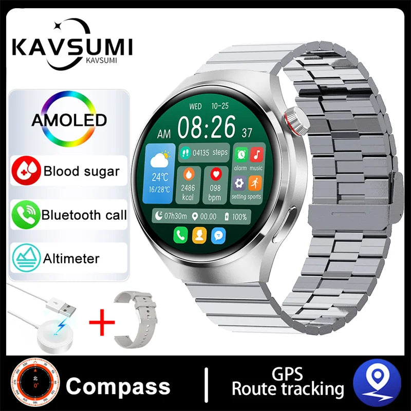 Montre intelligente de sport NDavid pour homme, traqueur GPS, écran HD AMOLED 2024 ", fréquence cardiaque, glycémie, appel Bluetooth, 1.53x360, nouveau, 360