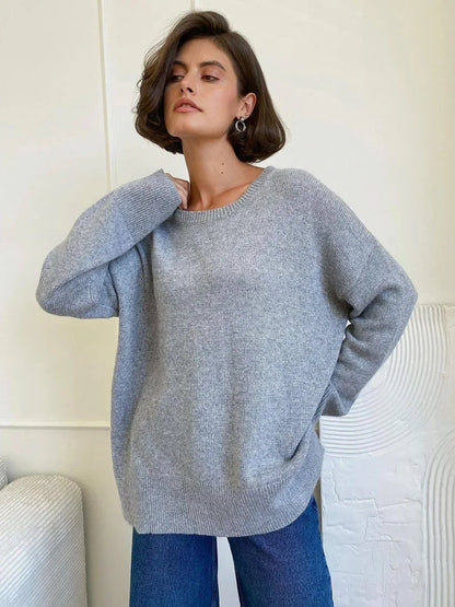 Pull à Col Rond pour Femme, Vêtement Fendu, Décontracté, à la Mode, Collection Automne Hiver 2024