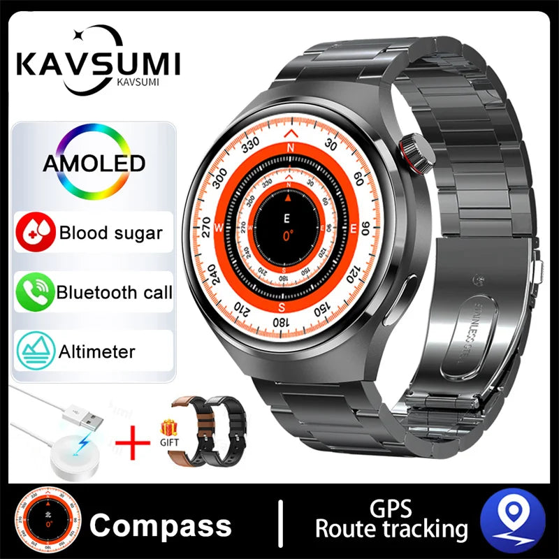 Montre intelligente de sport NDavid pour homme, traqueur GPS, écran HD AMOLED 2024 ", fréquence cardiaque, glycémie, appel Bluetooth, 1.53x360, nouveau, 360