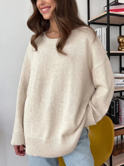 Pull à Col Rond pour Femme, Vêtement Fendu, Décontracté, à la Mode, Collection Automne Hiver 2024