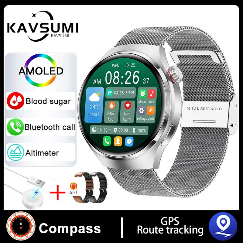 Montre intelligente de sport NDavid pour homme, traqueur GPS, écran HD AMOLED 2024 ", fréquence cardiaque, glycémie, appel Bluetooth, 1.53x360, nouveau, 360