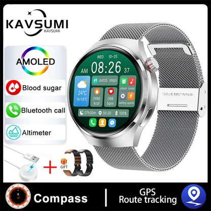 Montre intelligente de sport NDavid pour homme, traqueur GPS, écran HD AMOLED 2024 ", fréquence cardiaque, glycémie, appel Bluetooth, 1.53x360, nouveau, 360