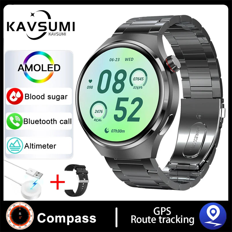 Montre intelligente de sport NDavid pour homme, traqueur GPS, écran HD AMOLED 2024 ", fréquence cardiaque, glycémie, appel Bluetooth, 1.53x360, nouveau, 360