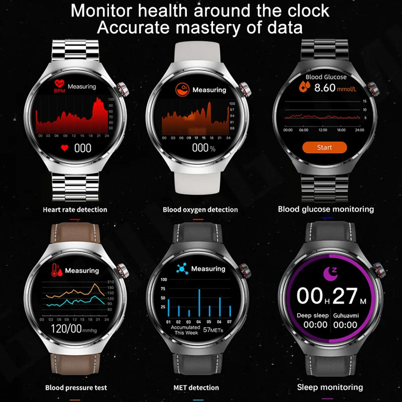 Montre intelligente de sport NDavid pour homme, traqueur GPS, écran HD AMOLED 2024 ", fréquence cardiaque, glycémie, appel Bluetooth, 1.53x360, nouveau, 360