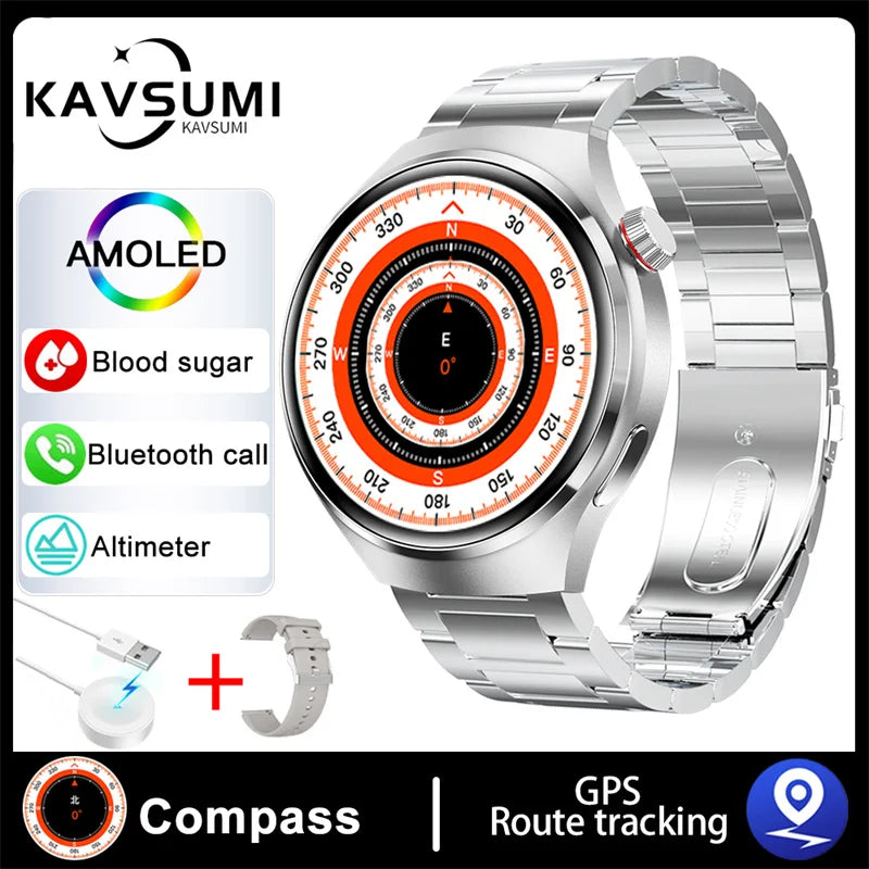 Montre intelligente de sport NDavid pour homme, traqueur GPS, écran HD AMOLED 2024 ", fréquence cardiaque, glycémie, appel Bluetooth, 1.53x360, nouveau, 360