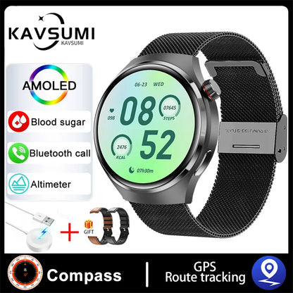 Montre intelligente de sport NDavid pour homme, traqueur GPS, écran HD AMOLED 2024 ", fréquence cardiaque, glycémie, appel Bluetooth, 1.53x360, nouveau, 360