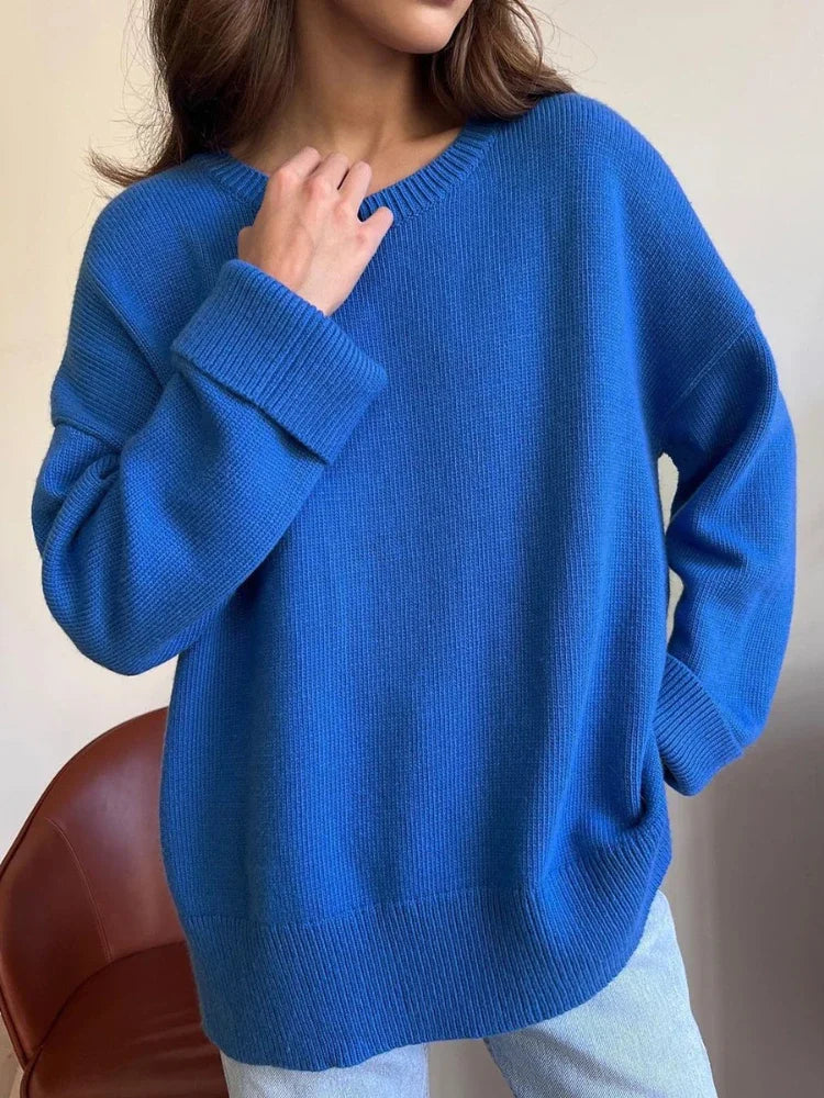 Pull à Col Rond pour Femme, Vêtement Fendu, Décontracté, à la Mode, Collection Automne Hiver 2024